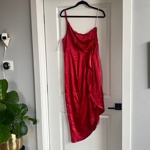 Lulu’s Red Satin Asymmetrical High Low Dress